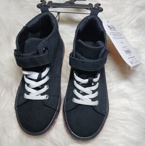 Wonder Nation Black and White Sneakers with Velcro Strap